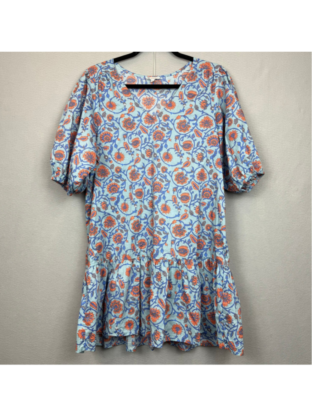 Sundry blue floral ruffle hem shift dress-2